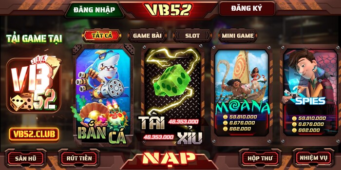 Giao diện của game bài VB52 Club 